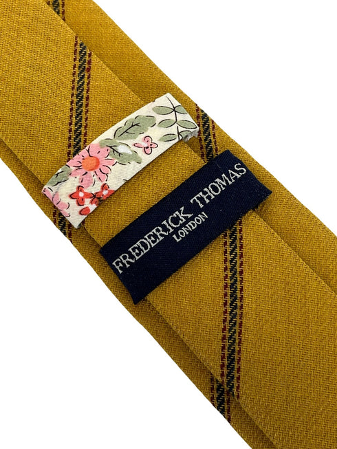 mustard gold yellow club striped mens cotton tie